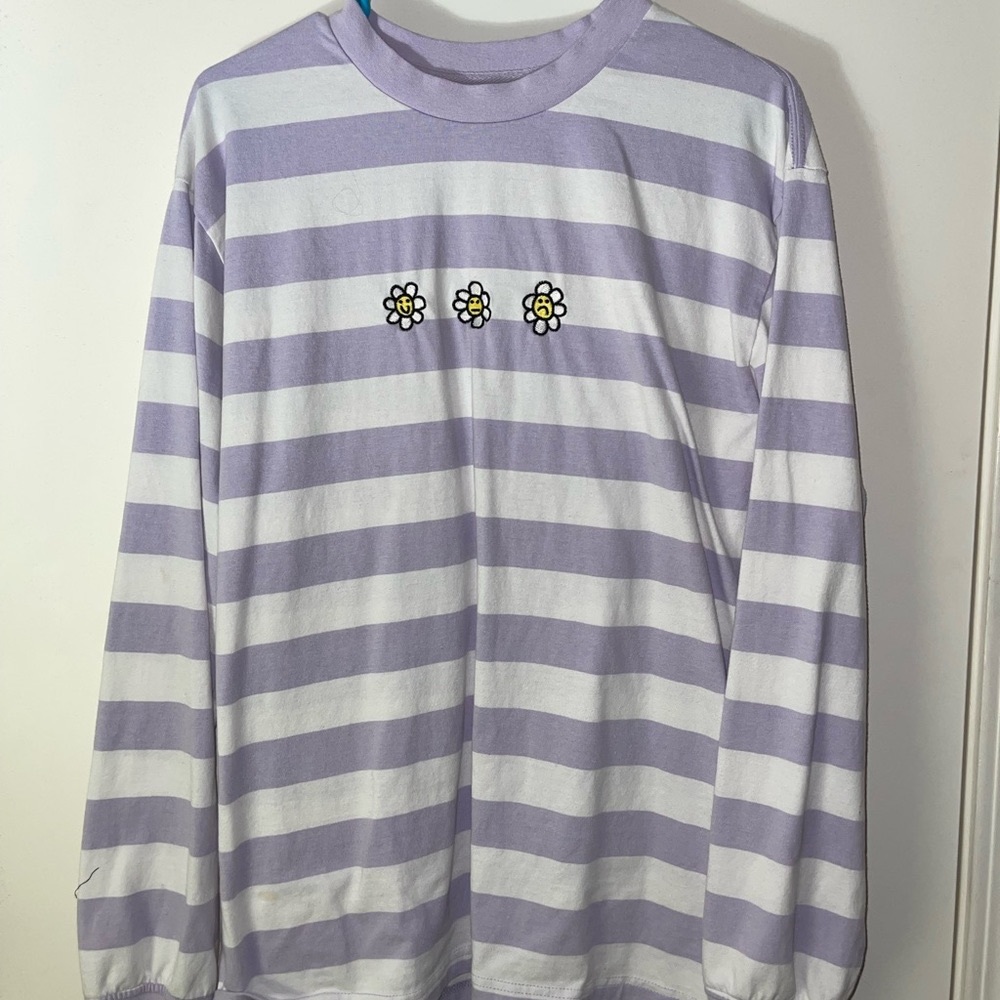 A-Lab long sleep purple and white stripped shit in Large